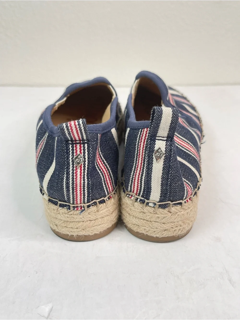 Sam Edelman Carrin Espadrille Platform Shoes Denim‎ Striped Women 7.5 Slip On